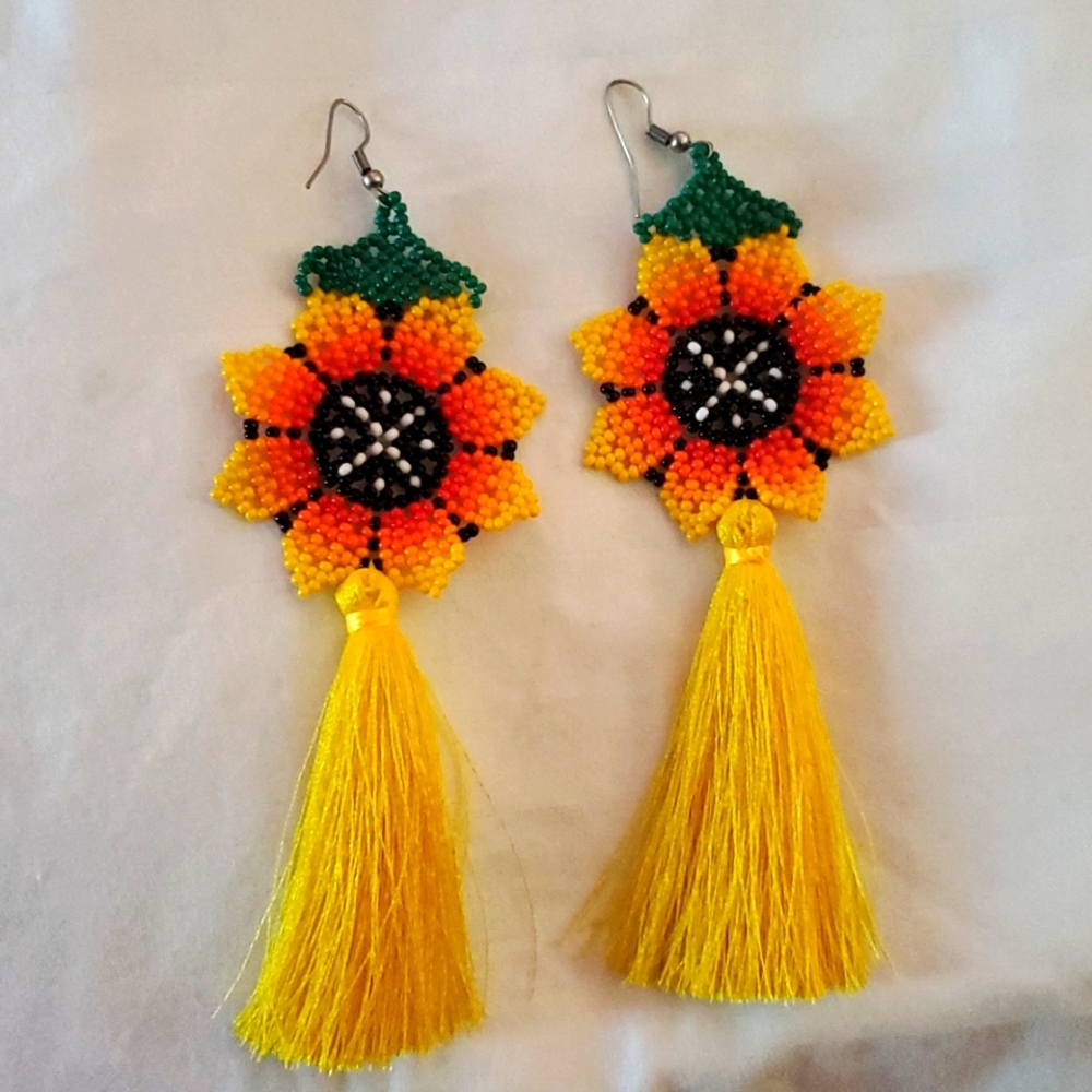 Huichol flower earrings